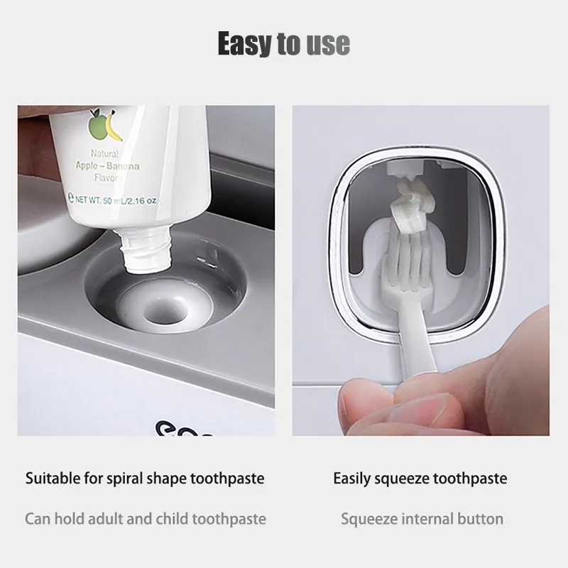 Gesew Magnetic Toothbrush Holder 욕실 자동 치약 디스펜서 벽 페이스트 치약 스퀴터 욕실 액세서리 세트 Y307N