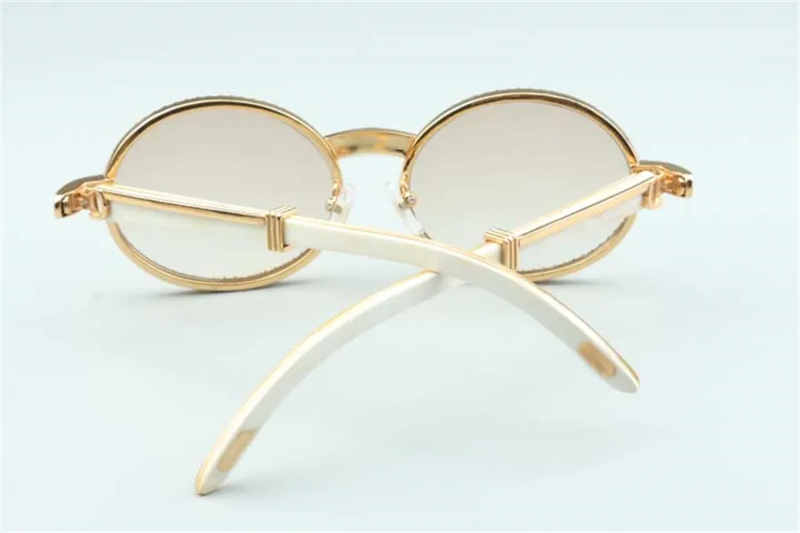 2020 new natural white buffalo horns legs sunglasses 7550178-B high quality whole diamond wrapped sunglasses frame size 55-22-140230R