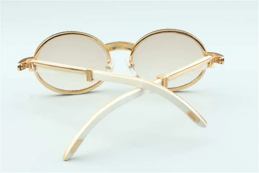 2020 Nuovi occhiali da sole gambe di bufali bianche naturali 7550178-b Occhiali da sole avvolti a diamante integrale Dimensione 55-22-140230R
