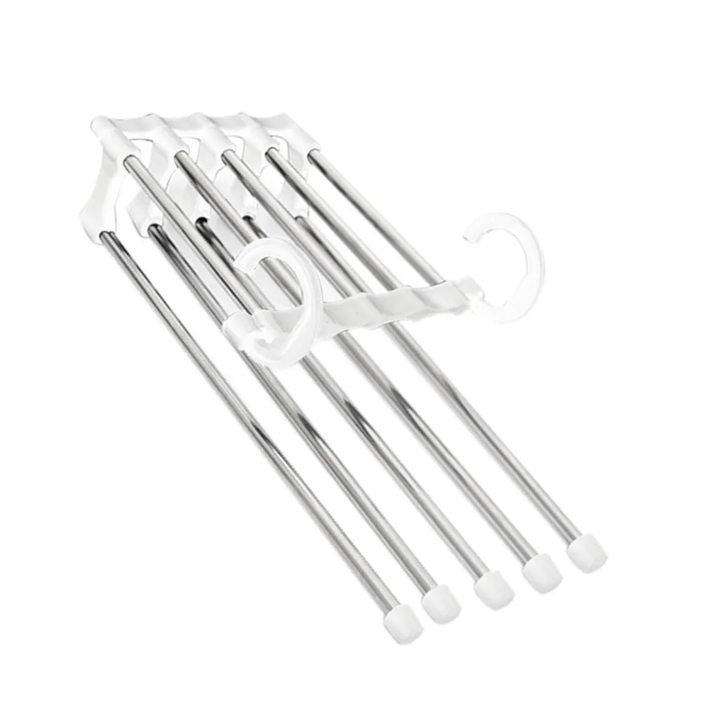 Colgador de ropa portátil, estante multifuncional para pantalones, soporte para pantalones de acero inoxidable, organizador de ropa, barra de almacenamiento White230G