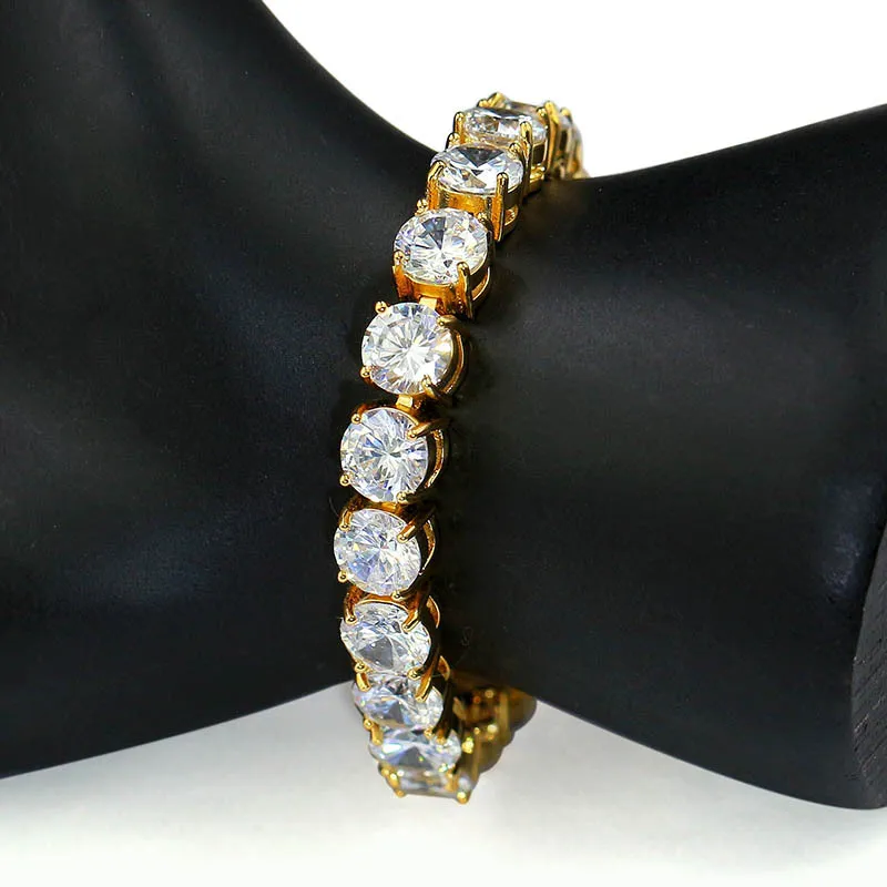Теннисные браслеты в стиле хип-хоп 3, 4, 5 мм, белый циркон, блестящий браслет из 24-каратного золота, ювелирные изделия2427