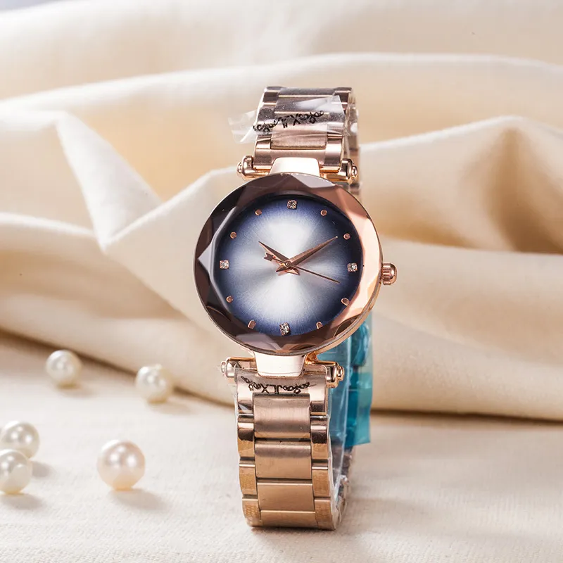 Orologio da polso al quarzo con cinturino in acciaio in metallo stile cristallo popolare moda donna ragazza Di04254W