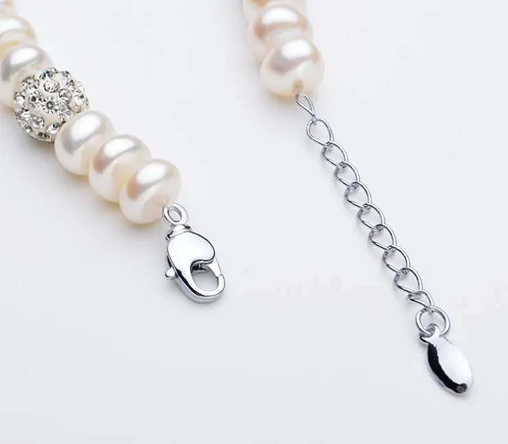 Vero e proprio bellissimo braccialetto di perle d'acqua dolce da donna, braccialetto di perle bianche coltivate da sposa, gioielli in argento 925, regalo di compleanno ragazza GB7732526