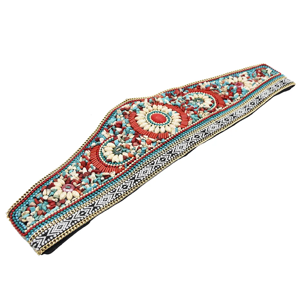 Bohème rétro style ethnique turquoise élastique réglable ceinture danse taille chaîne robe accessoires pour femmes bijoux Gift219s