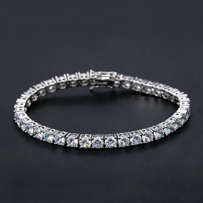 Quality 4A Entire 3mm 4mm CZ Tennis Bracelet In Real Solid 925 Sterling Silver Classial Jewelry Lot227o