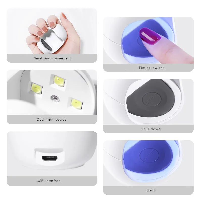 Äggform 3W UV LED-lampa för nagel singelfingerlampa nagellegelpolsk torkmaskin smart sensor 45s / 60s