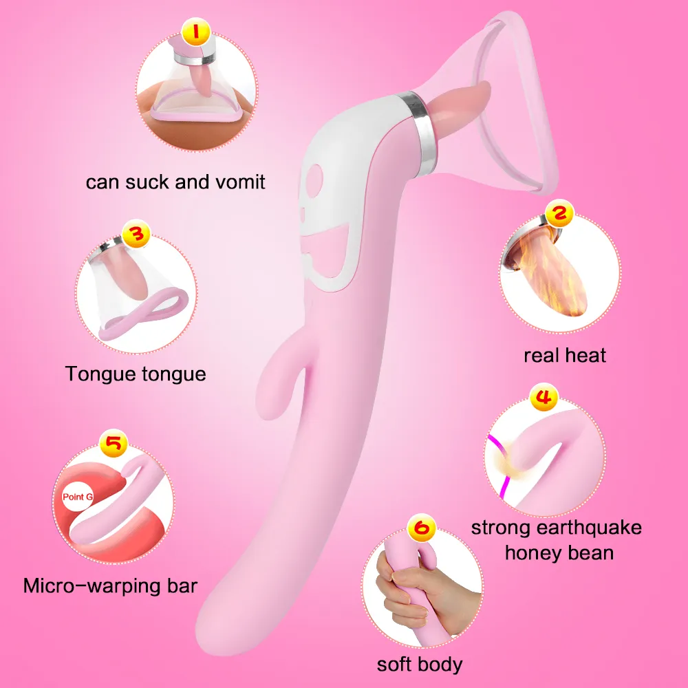 Tong Dildo Vibrator Voor Vrouwen Intieme Goederen Tepel Sucker Oraal Likken Clitoris Stimulatie Verwarming Erotisch Speeltjes voor Volwassen C5597557