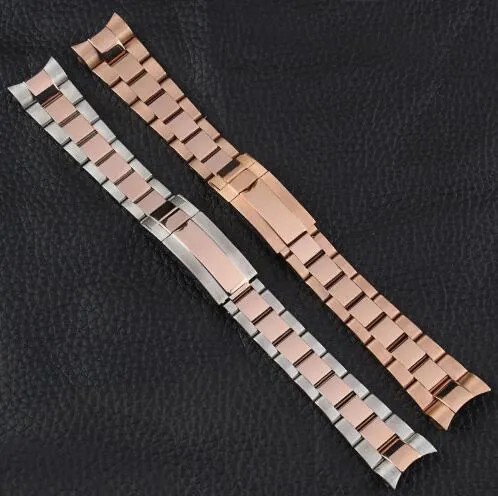 20 21mm noir argent brossé 316L solide en acier inoxydable bracelet de montre bracelet de ceinture Bracelets pour rôle Submariner hommes Logo mental On2469
