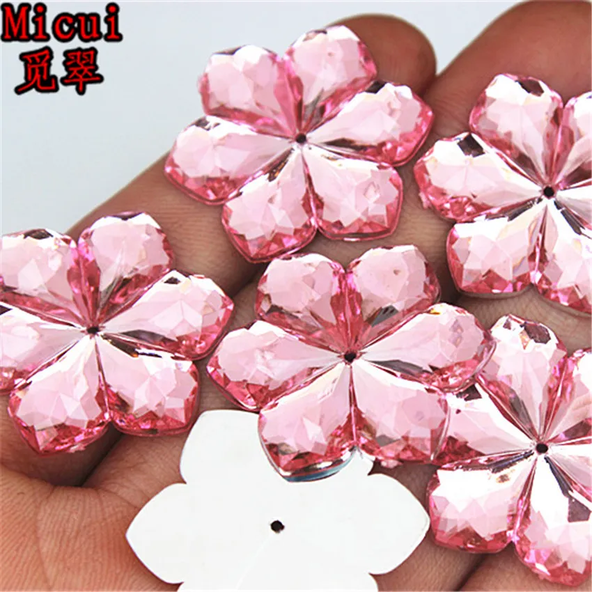 Micui 28mm Flower shaped Acrylic Rhinestones crystal Stones Flatback For Clothes Dress Decorations Jewelry Accessories ZZ266211t