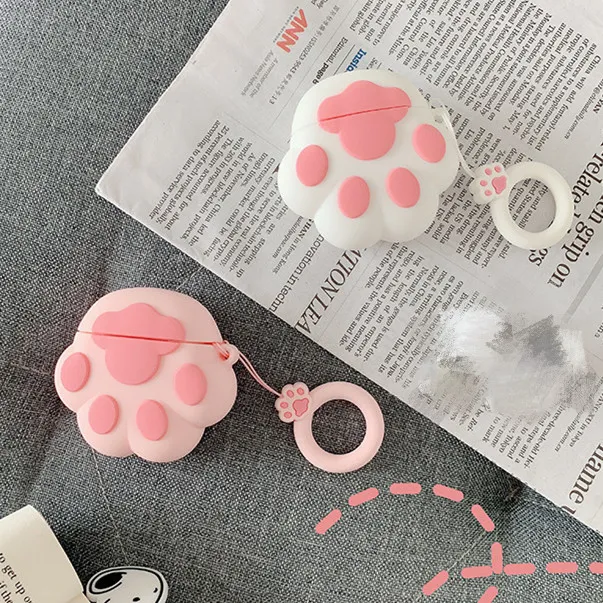 3D Cartoon Cat Paw Design Wireless Bluetooth Earphone Case för AirPods 1: a 2: a generationen för Apple AirPods 1 2 Cover Accessoares 