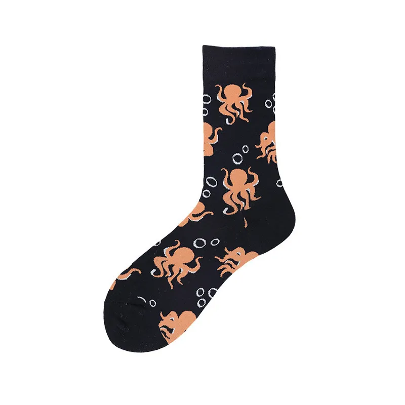 Colorful Cute Rabbit Squirrel Printing Pattern Art Socks Men Fashion Animal Socks Funny Cotton Kawaii Calcetines Hombre =