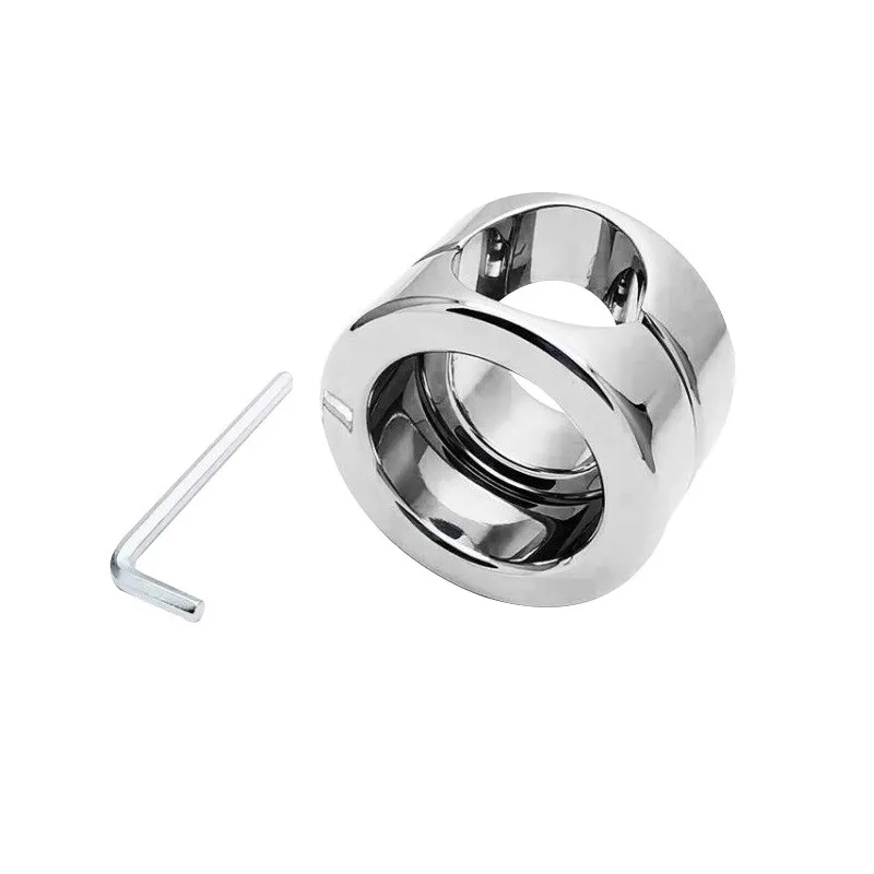 Height 40mm heavy stainless steel Ball Scrotum Stretcher penis cock ring metal Locking pendant erection CBT Chrome male sex toy T22912233