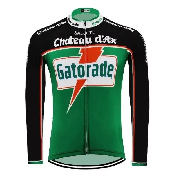 2022 Château d'Ax Gatorade Team Maillot de cyclisme 19D Gel Pad Pantalon de vélo Ensemble Séchage rapide Printemps Automne VTT Ropa Ciclismo Long Slee243J