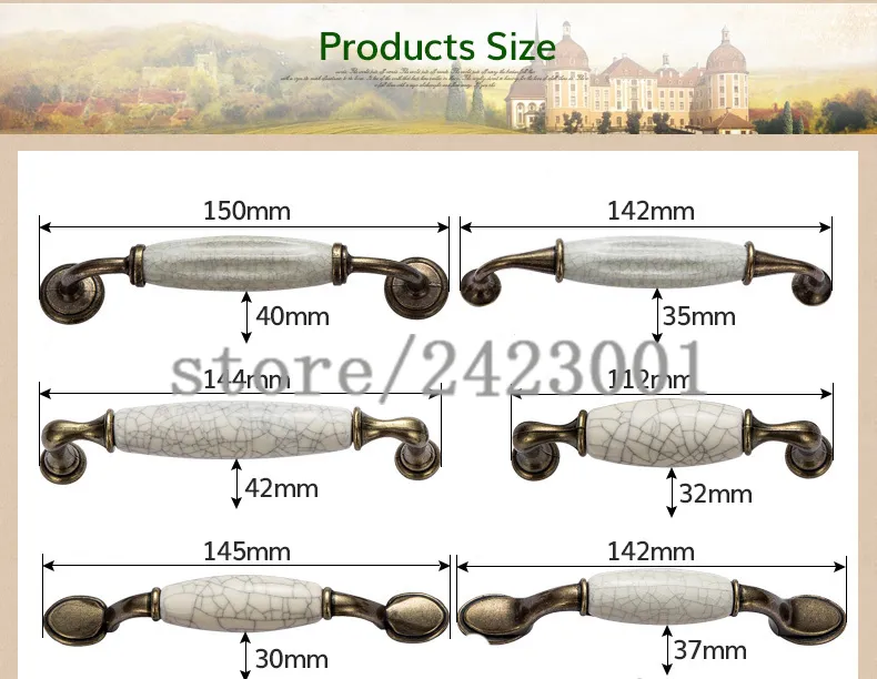 2 шт., антикварные керамические дверные ручки, европейские мебельные ручки, ручки и ручки для ящиков кухонного шкафа CZ-01093362980