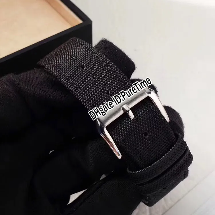 Nowa mistrzowa sprężarka stalowa czarna szkielet wybieranie automatycznego turbillon męskie zegarek nylonowy skórzany pasek