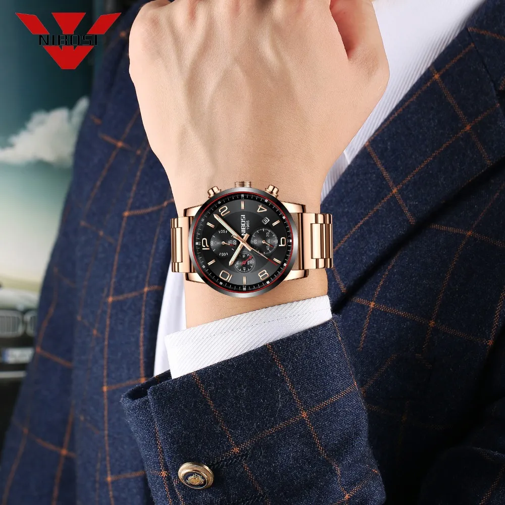 Nibosi relógio masculino de marca de luxo, relógio militar do exército, relógio de quartzo masculino, relógio de pulso esportivo, relógio de pulso masculino wtc288q
