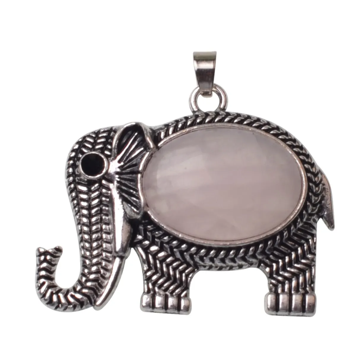 Pendentif en pierre précieuse d'éléphant plaqué argent, collier de pierres précieuses d'éléphant mignon pour hommes et femmes, collier Simple 12 pièces212Z