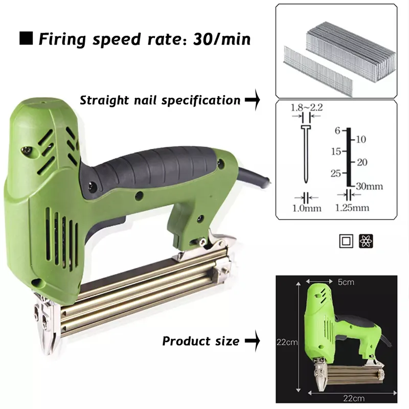 Raitool220V 1800W Grampo elétrico Pistola de unhas reta 10-30mm Uso especial 30min Ferramenta para trabalhar madeira278q