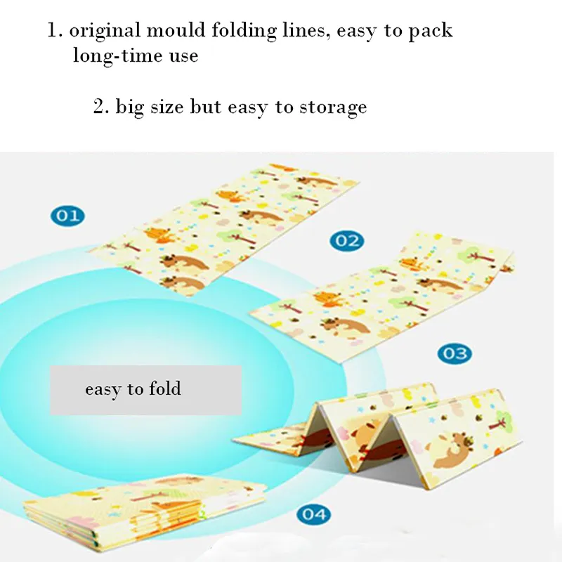 折りたたみ可能なプレイマットXPEフォームクロールカーペットベイビーマットブランケット子供のための敷物教育玩具ソフトアクティビティゲームフロアT200518