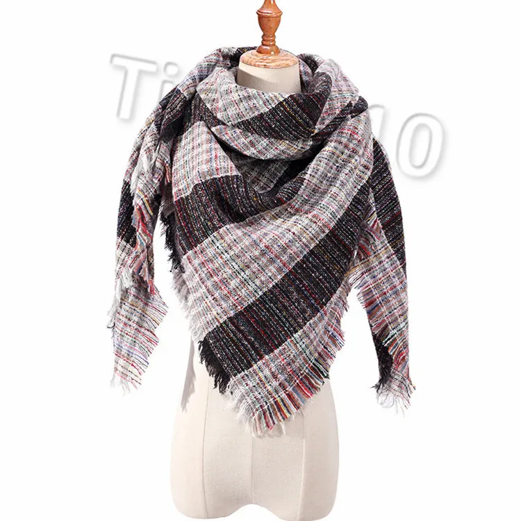 Chaud Femmes Plaid Echarpes Grille Gland Wrap Surdimensionné Vérifier Châle Triangle serviette écharpe chaude climatisation châle Party FavorT2C5122