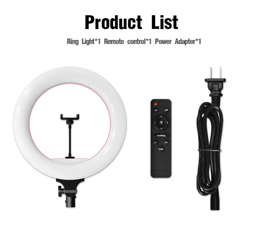 Vendita calda Luce ad anello da 13 pollici con supporto telefono Adattatore DC/AC il TIK TOK YouTube Video Photography Lighting