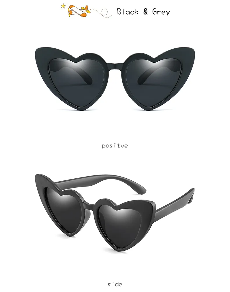 أطفال جدد TR90 Love Heart Sunglasses Kids Boldized Sun Glasses Boys Girls Girls Baby Frend Safety Frame Eyewear271f