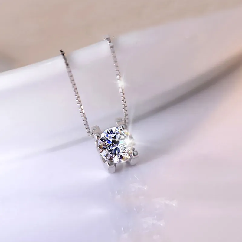BOEYCJR 925 Silver 05ct1ct2ct F color Moissanite VVS Engagement Elegant Wedding Pendant Necklace for Women Anniversary Gift CX21976415