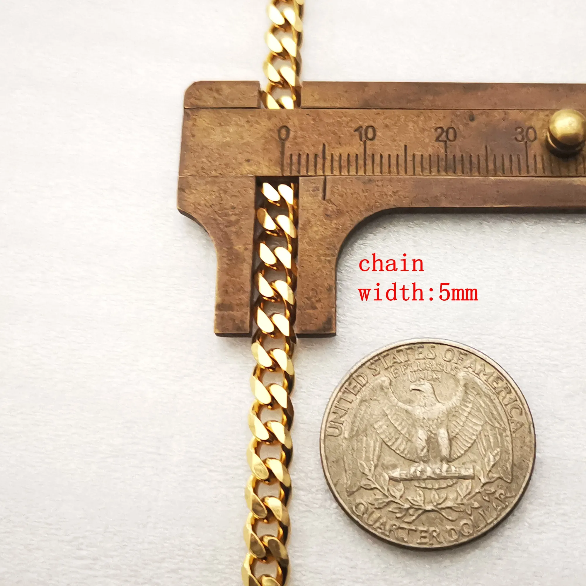 Veel 5 meter in bulk 5 MM zwart zilver goud roestvrij staal Curb Link Chain bevindingen sieraden markering DIY ketting bracelet309p