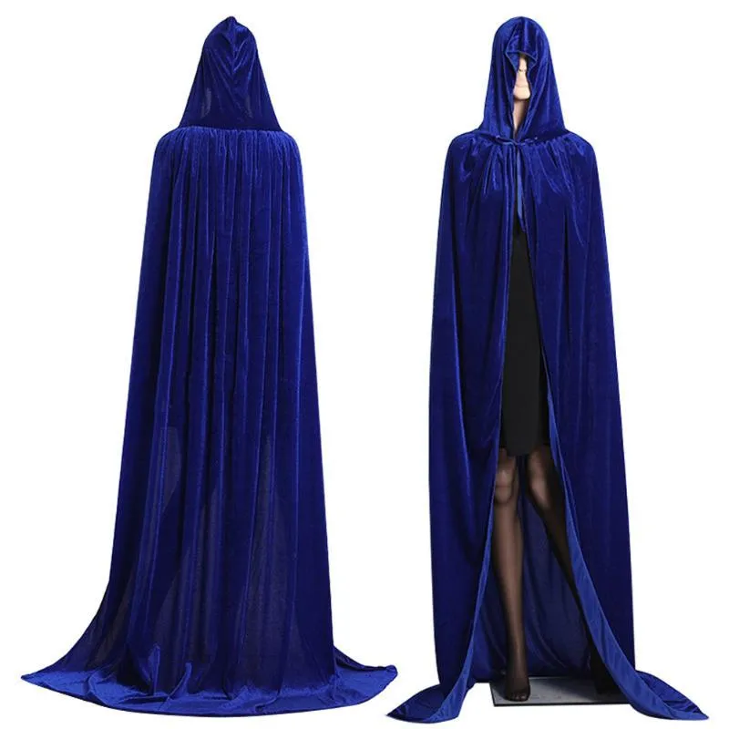 Halloween Witch Cloak Cosplay kostym kvinnor män vuxna festklänning lång svart deguisement prinsprinsessan huva mantlar capes2946