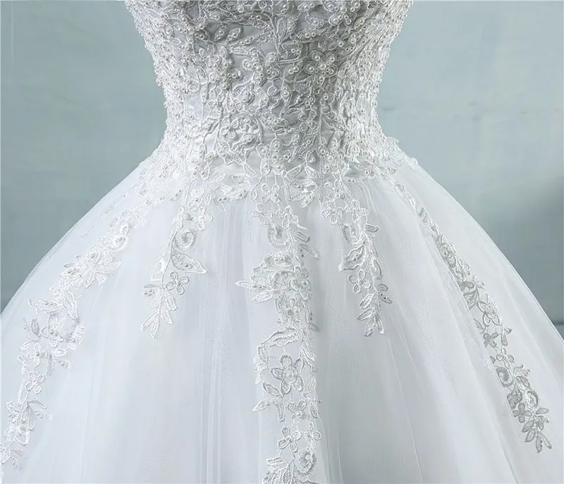 Abiti da ballo spalline spaghetti cinghie abiti da sposa in tulle in avorio bianco 2020 con perle abiti da sposa matrimoniale cliente fatto di taglia 227u
