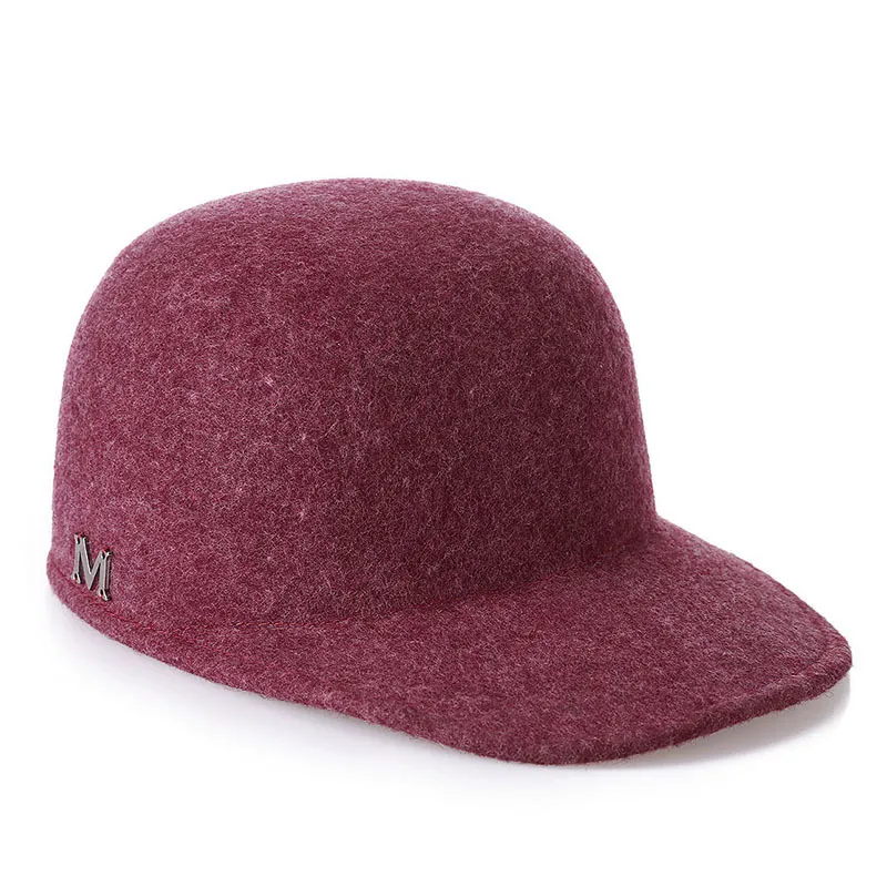 Automne hiver femmes laine Fedora chapeau avec M lettre classique dôme équestre chapeau extérieur chaud fille casquette mode casquette à visière