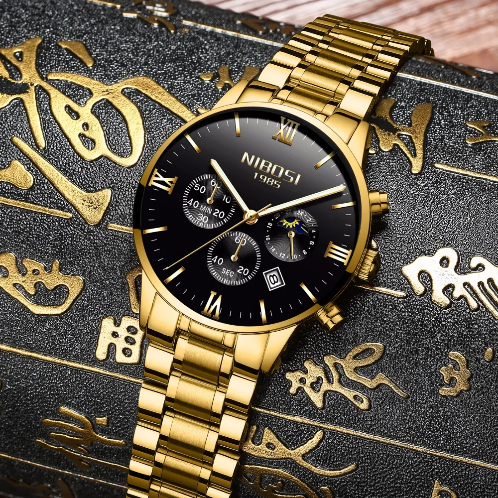 NIBOSI Horloge Mannen Mode Quartz Klok Heren Horloges Luxe Beroemde Topmerk Staal Business Waterdicht Horloge Relogio Masculino264U