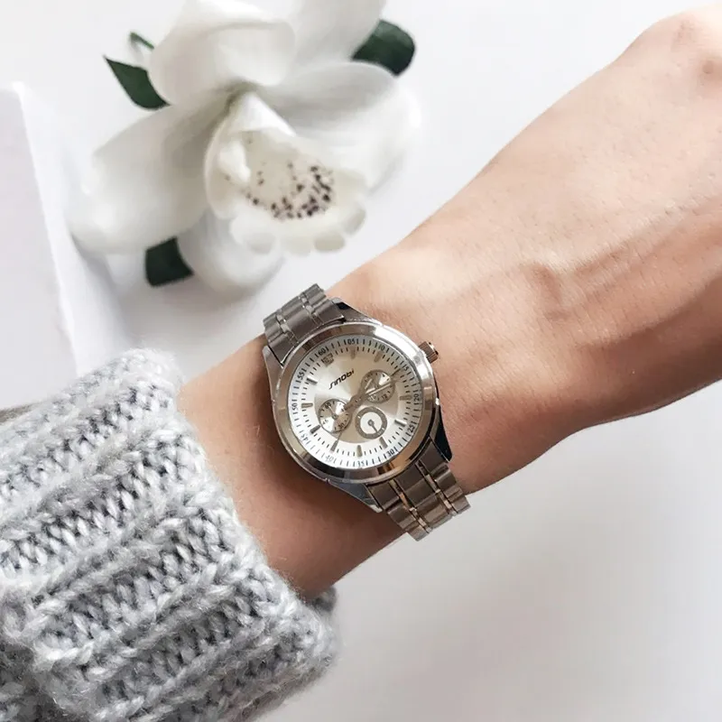 SINOBI Damesarmband Mode Stalen Horloges Luxe Merk Genève Quartz Klok Dameshorloge Relojes Mujer Saatler239u