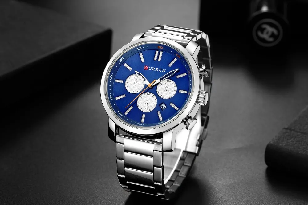 Marque de luxe Sport militaire hommes montres CURREN montre-bracelet en acier inoxydable pour homme chronographe montre Date mâle horloge Relogio229s