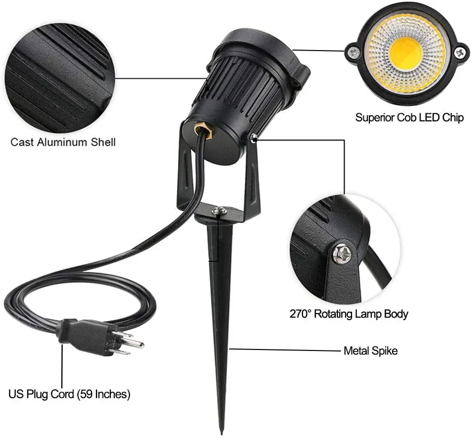 Stock statunitensi Spotlight a LED esterni 5W 120 V AC 3000K Bianco caldo Outdoor Usa bandiera di puntata in metallo Flag leggero Spotlight Outdoor W2589