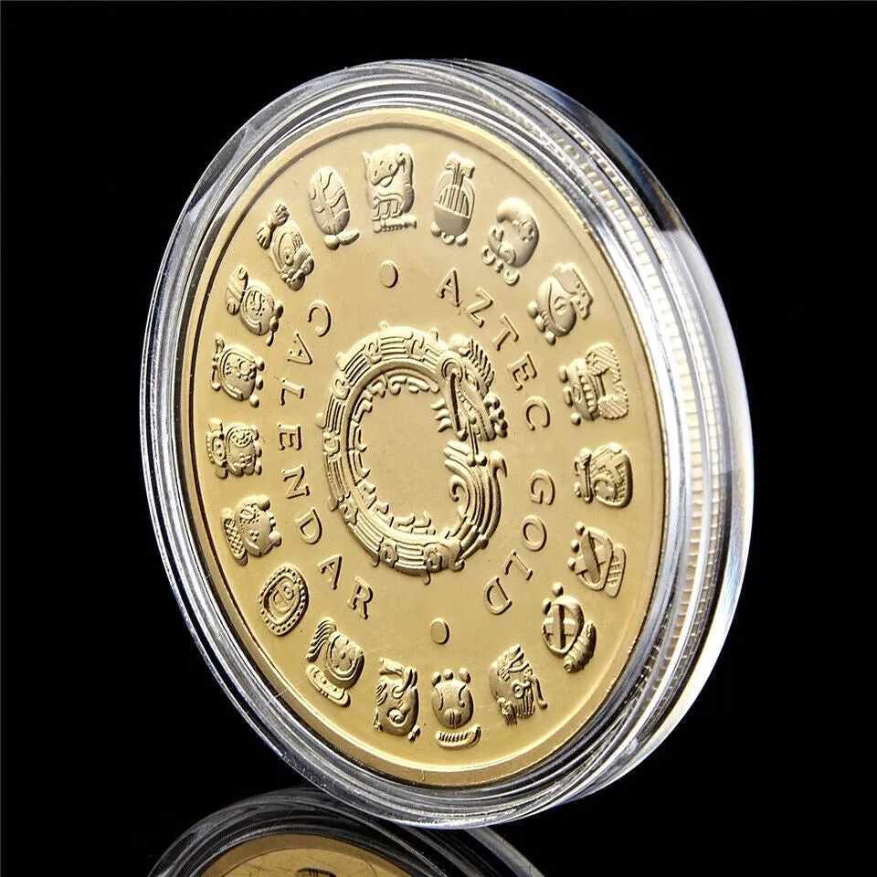 Commemorative Coin Craft Mexican Ancient Maya Aztec Calendar Prediction Culture Challenge Token Badge9510580