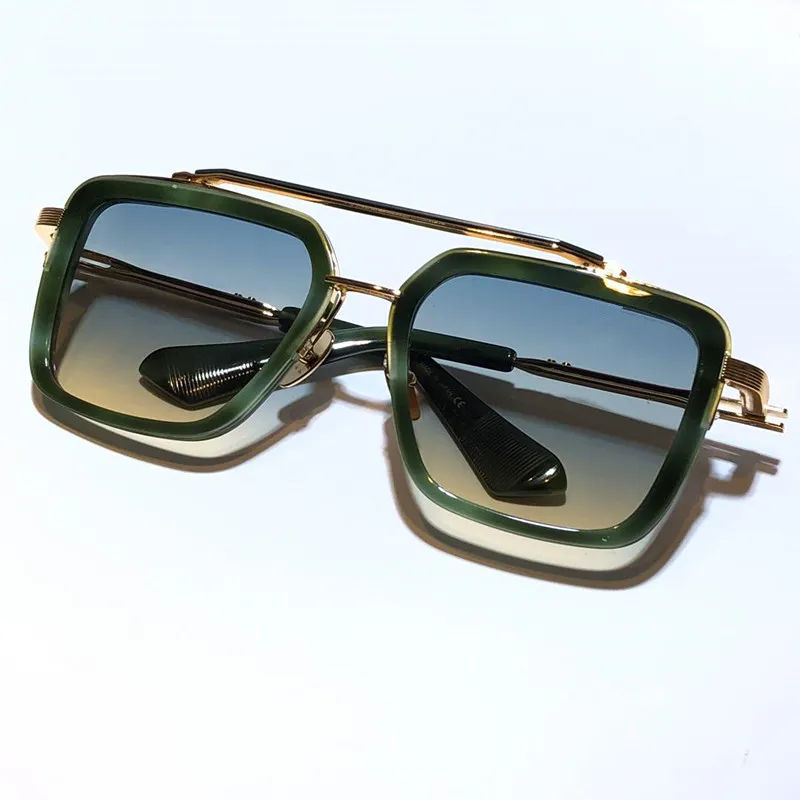 Novos sete óculos de sol masculinos metal vintage moda estilo quadrado quadro proteção ao ar livre uv 400 lente óculos com caso vendido by259u