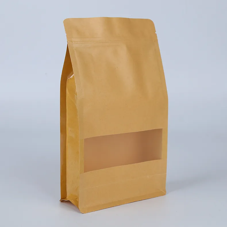Chicchi di caffè Confezione di biscotti pane sacchetto di imballaggio ottagonale snack tè sacchetti di materiale alimentare personalizzati in carta kraft