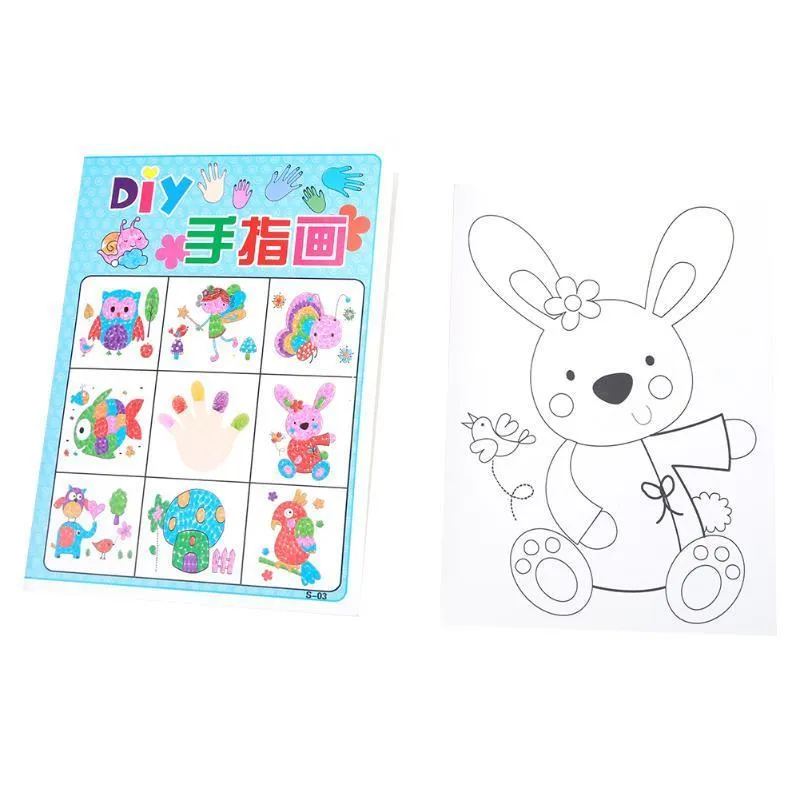 8 Teile/satz Cartoon Kind Finger Malerei Handwerk Set Kinder malbuch Fingerpaint Zeichnung Werkzeug Bildung Spielzeug Großhandel