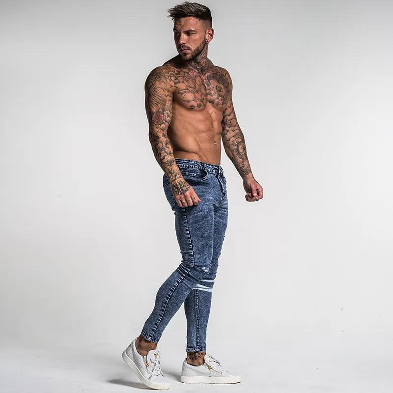 Gingtto Jeans skinny da uomo Jeans strappati slim fit Jeans blu elasticizzati grandi e alti uomo Vita elastica in difficoltà 32 Gamba 30 zm49 CX303v