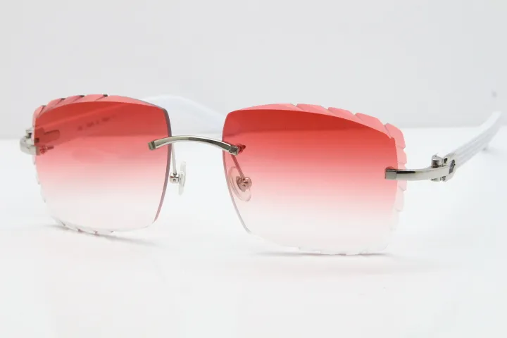 Całe okulary bez krawędzi białe aztecowe okulary przeciwsłoneczne metalowe ramiona 3524012 okulary słoneczne unisex kota oko oka oka na okulary przeciwsłoneczne Smalt pomarańczowy obiektyw C 256e