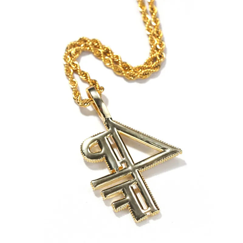 Lettre plaquée en or 18 carats et numéro 4pf pendentif micro-pavé cubic zircon bling bijoux hip hop dons 235c