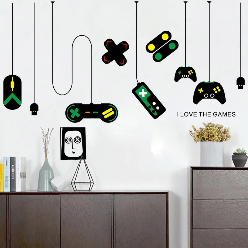 Наклейка с игровой ручкой, домашняя наклейка, плакаты, ПВХ, настенная наклейка для видеоигр, декор для геймерской комнаты JS221689