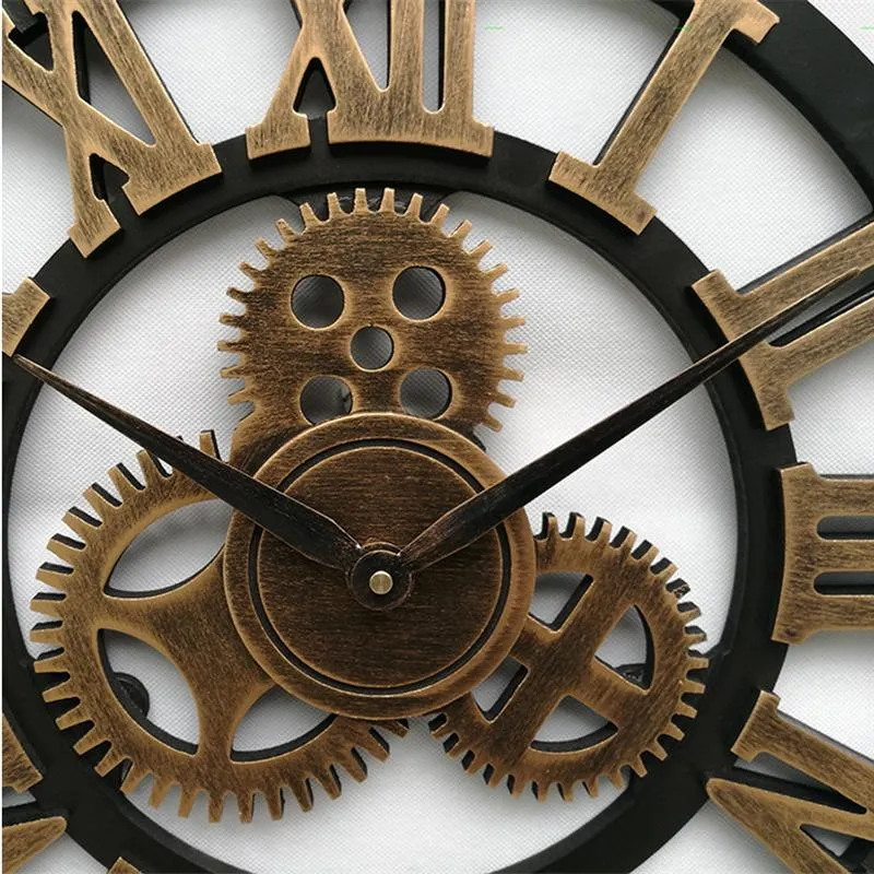 Retro Industrie Getriebe Wanduhr Dekorative Hängende Uhr Römische Ziffer Wand Dekor Quarz Uhren Home Decor2555