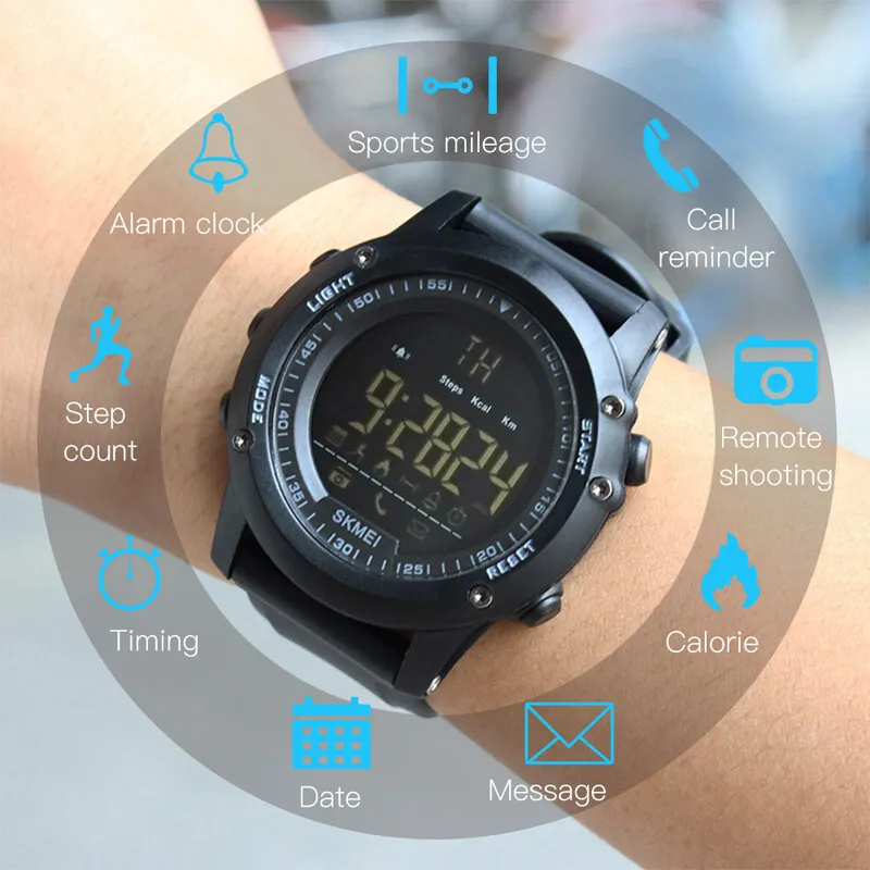 SKMEI smartwatch hombre Heren Bluetooth Camara Controle Horloge Mannen Smart Digitale Sport Mannelijke Horloges Klok reloj hombre 1321258v