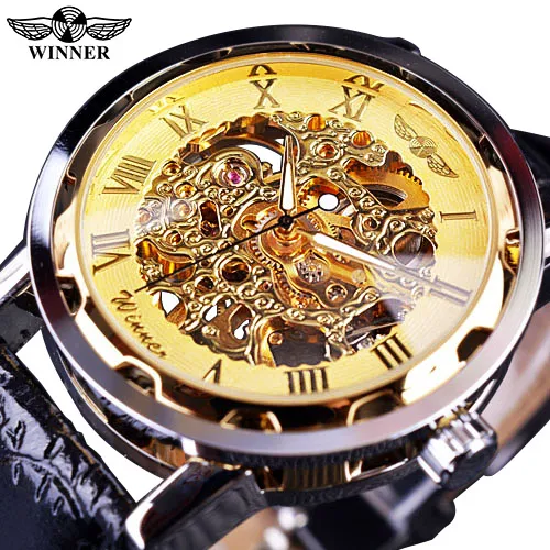 Transparant Goud Horloge Mannen Horloges Topmerk Luxe Relogio Mannelijke Klok Mannen Casual Horloge Montre Homme Mechanisch Skeleton Horloge Wat2899
