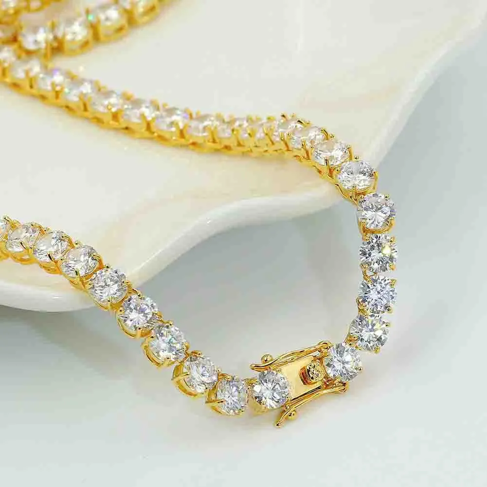 3mm 4mm 5mm 6mm Hip Hop Tennis Chaînes Bijoux Femmes Hommes CZ Diamant Chaîne Colliers 18k Or Véritable Plaqué Or Blanc Bling Graduat245z