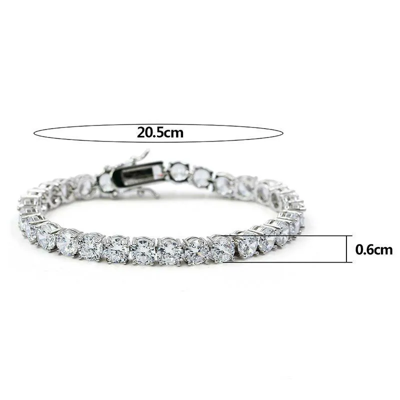 6mm 5mm 4mm 3mm Iced Out Tennis Armband Zirconia Hiphop Jewelry 1 Row Cubic Men Armelets2686