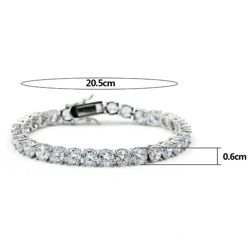 Bracelet de Tennis glacé en zircone pour hommes, bijoux hip hop, 1 rangée, cubique, 6mm, 5mm, 4mm, 3mm, 266d