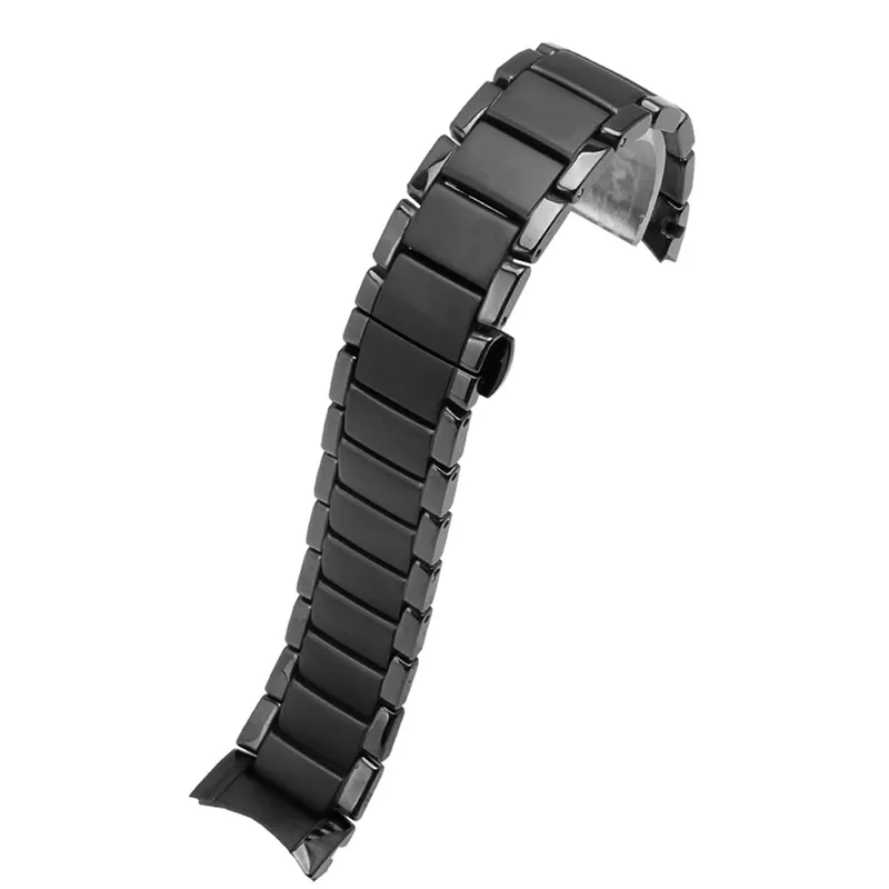 Titta på band Pear Ceramic Watch Chain 22mm 24mm svart keramisk rem glansig och mattarmband för AR1451262M